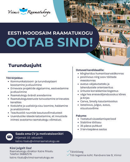 Tkuulutus: otsime turundusjuhti!